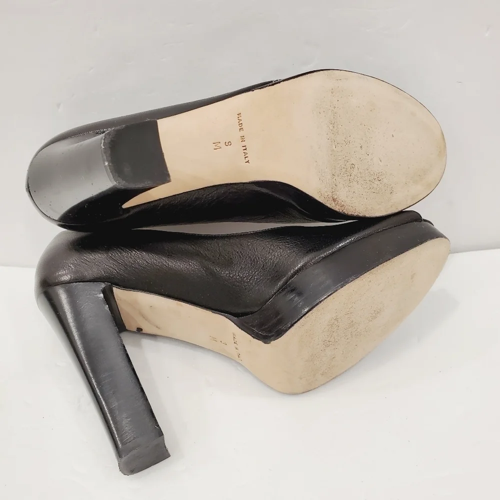 Michael Kors Collection Black Leather Peep Toe Platform Pumps
